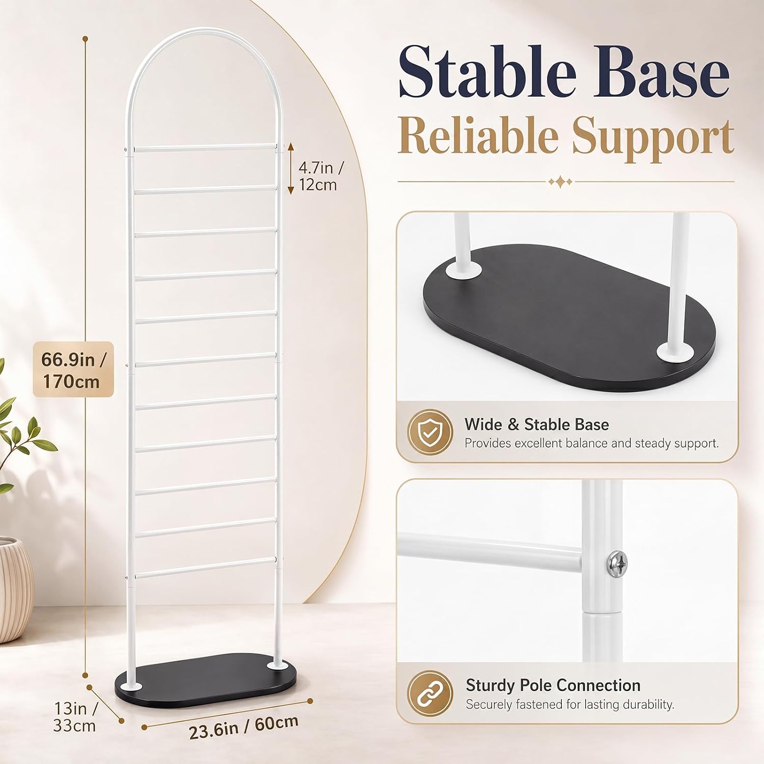 Geetery 11 Tier Hijab Organizer Stand Freestanding Metal Hijab Rack with Quartz Base Space-Saving Floor Standing Scarf Organizer for Clothing Store Home Bedroom Retail Store
