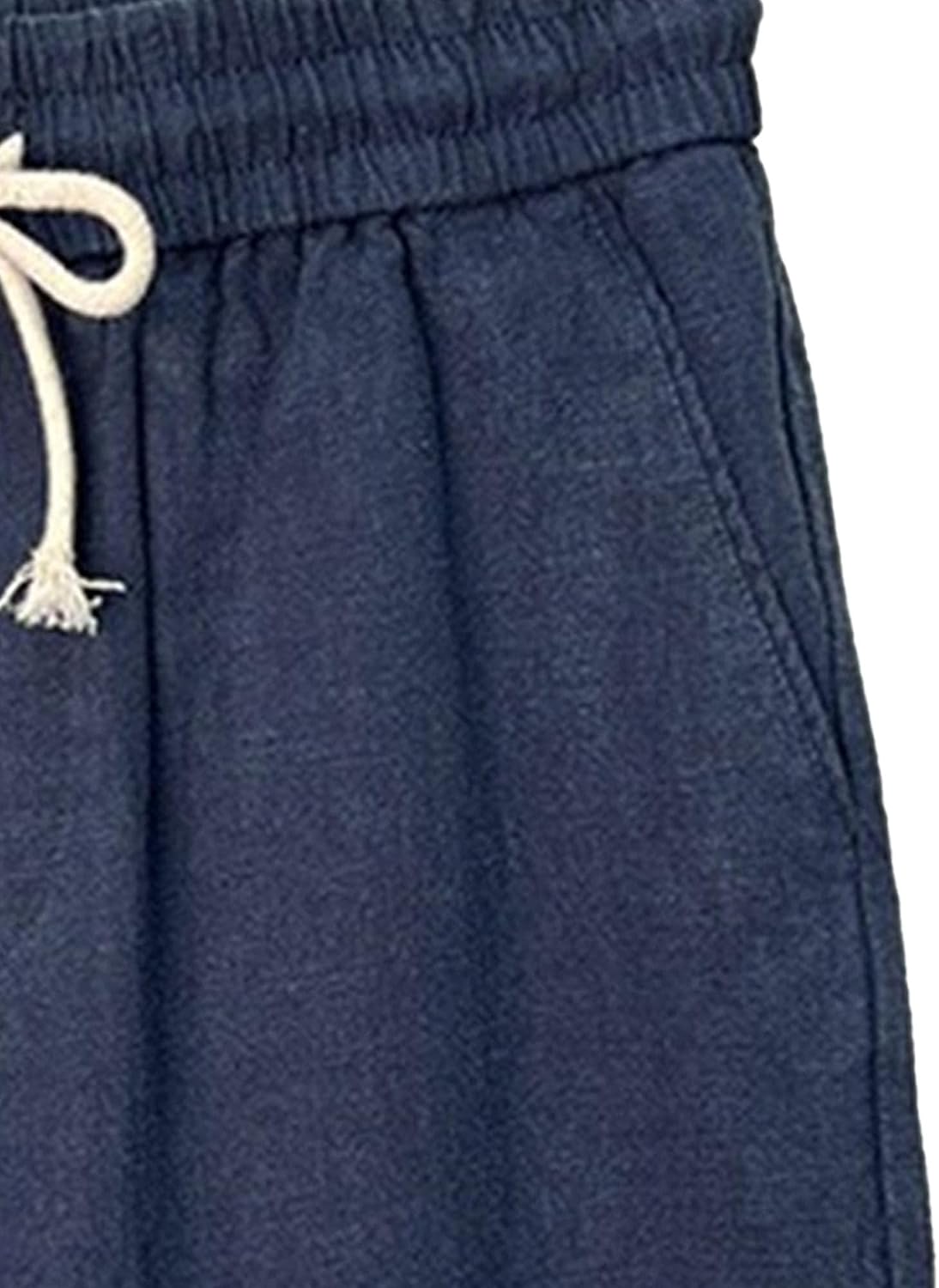Maiyifu-GJ Mens Linen Cotton Shorts Summer Casual Lightweight Beach Shorts Elastic Waist Drawstring Dress Short Pants for Men