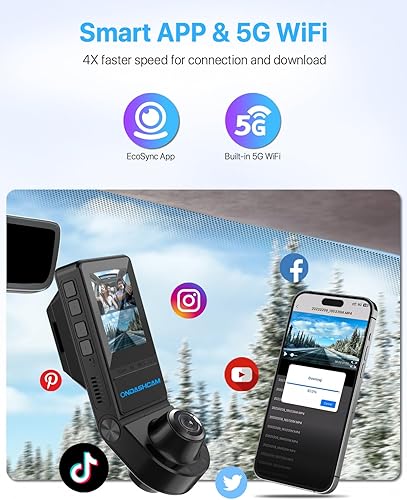 Miniatura 6 de ONDASHCAM Cámara de salpicadero, cámara de tablero de 360 frontal y trasera en el interior, cámara de tablero UHD 4K2.5K para automóviles, visión