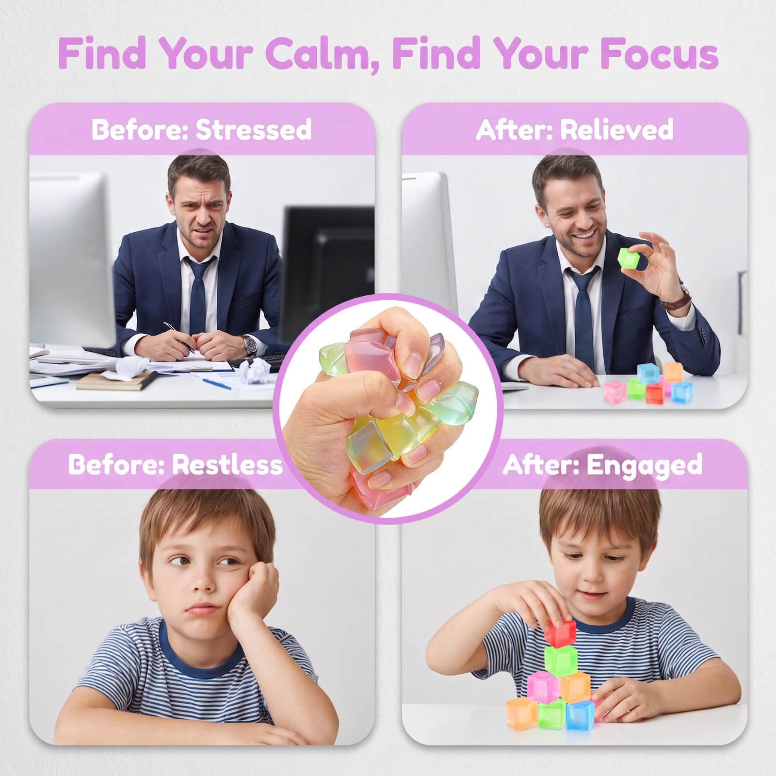 27 mini palline antistress a forma di cubo antistress, per bambini e adulti