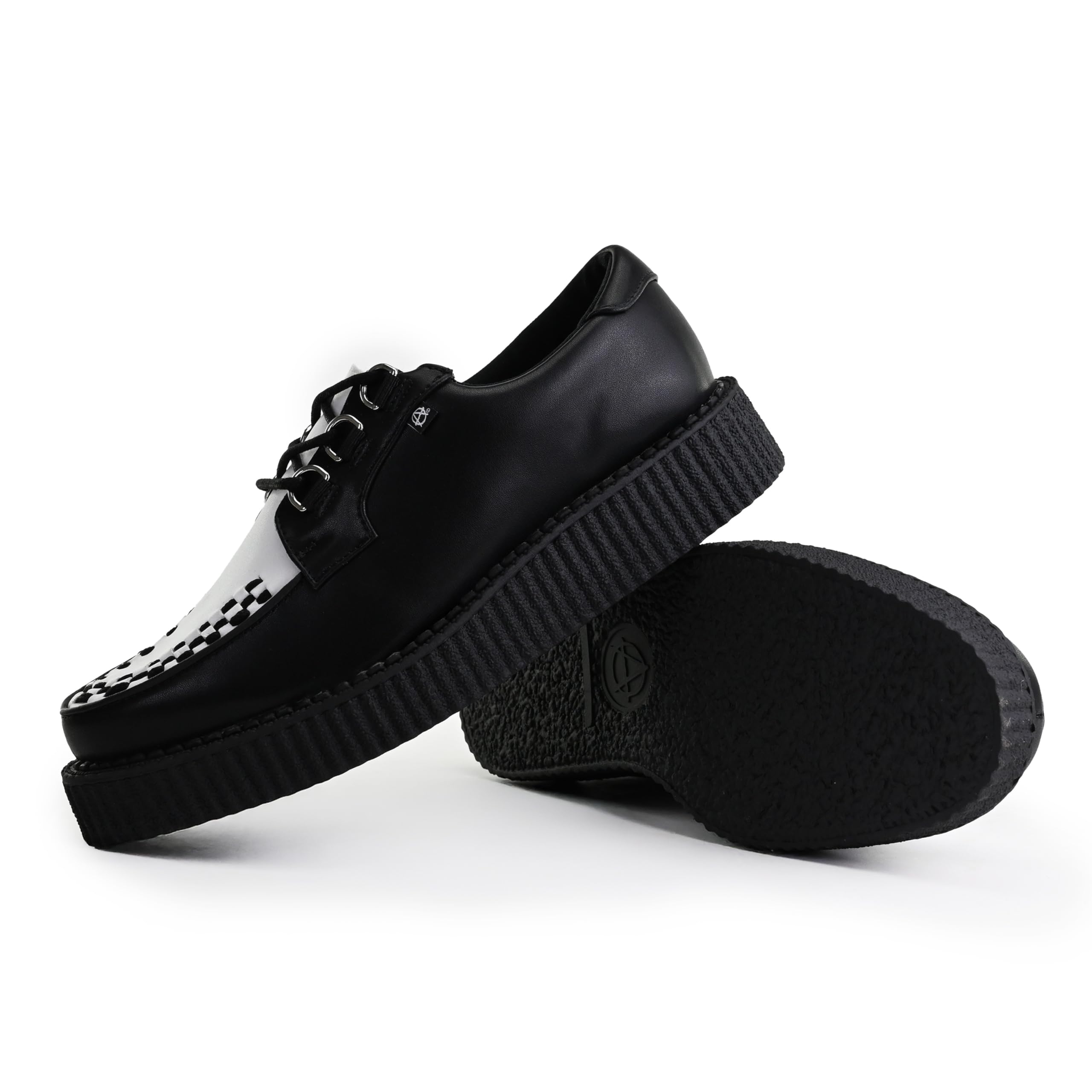 T.U.K Anarchic Creeper Scarpe in Pelle per Uomo e Donna - Scarpe Gothic e Punk Rock - Creeper da Bordello - Scarpe con Zeppa Stringate