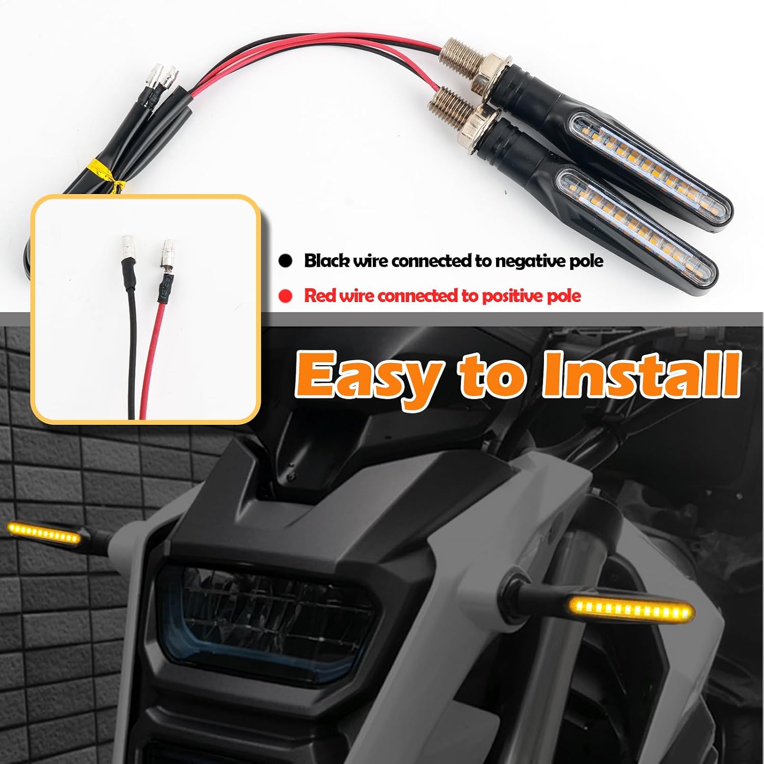 4PCS Motorcycle Turn Signals LED,Ultra-Bright 12 LED Front & Rear Motorcycle Blinkers with Sequential Flow Mode,Upgraded 12V Motorcycles Indicator Lights Motorcycles Parts
