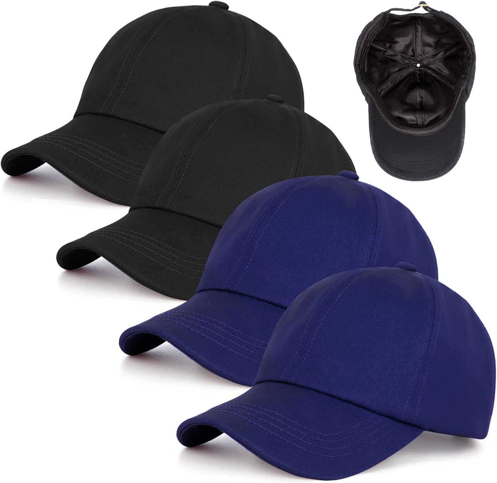 Baseball Cap Satin Lined Interior for Men and Women,Adjustable Baseball Cap Dad Golf Sun Hats