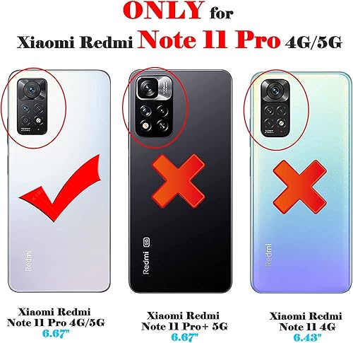 Vista 2 de Redmi Note 11 Pro - Funda con protector de pantalla de vidrio templado 3X, soporte de anillo integrado y soporte magnético para automóvil, funda a