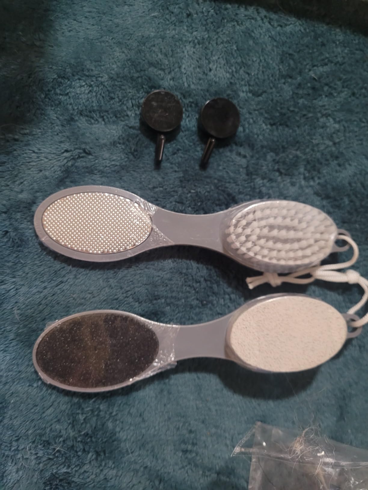 Yclin Foot File Callus Remover-2 Pcs 4 in 1 Foot Scrubber Dead Skin Remover for Feet,Pumice Stone, Foot Rasp and Sand Paper for Home Foot Care,Foot Brush for Shower (Grey Pedicure Foot File)