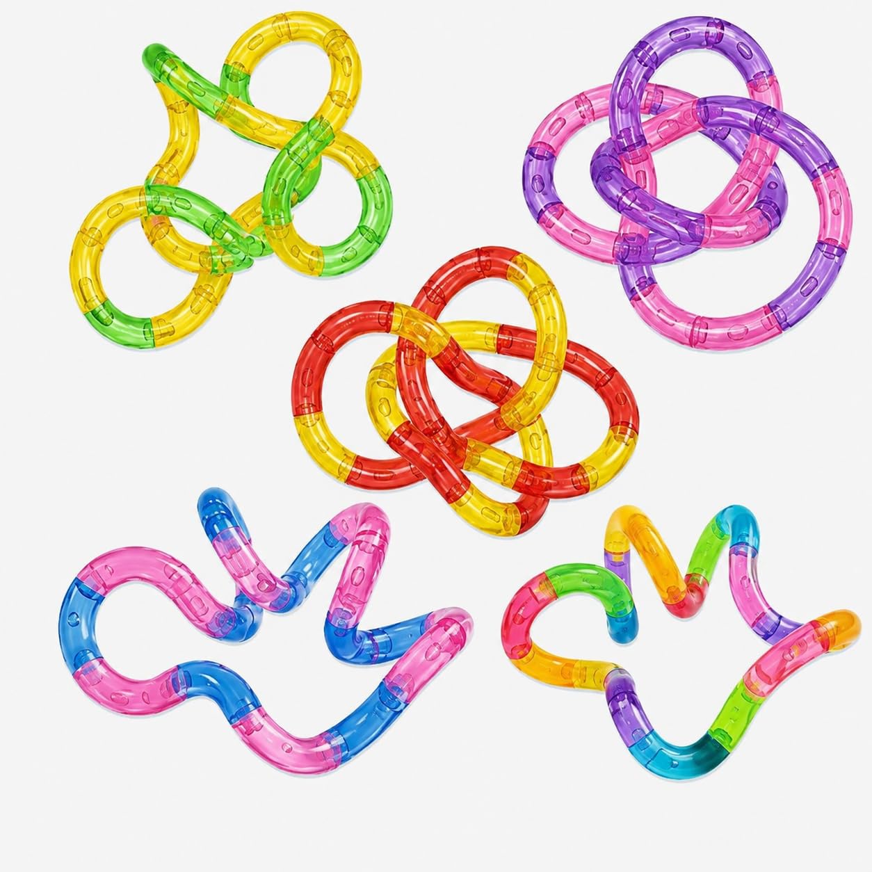 5 Pce Tangle Fidget Toy Set, Twistable Sensory Tool for Adults