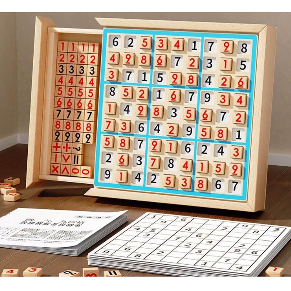 Juego de Mesa Sudoku de Madera Montessori para Niños | Rompecabezas Sudoku Cajón Almacenamiento, Juguete Entrenamiento Cerebral Lógica Paso, Juego Educativo Razonamiento