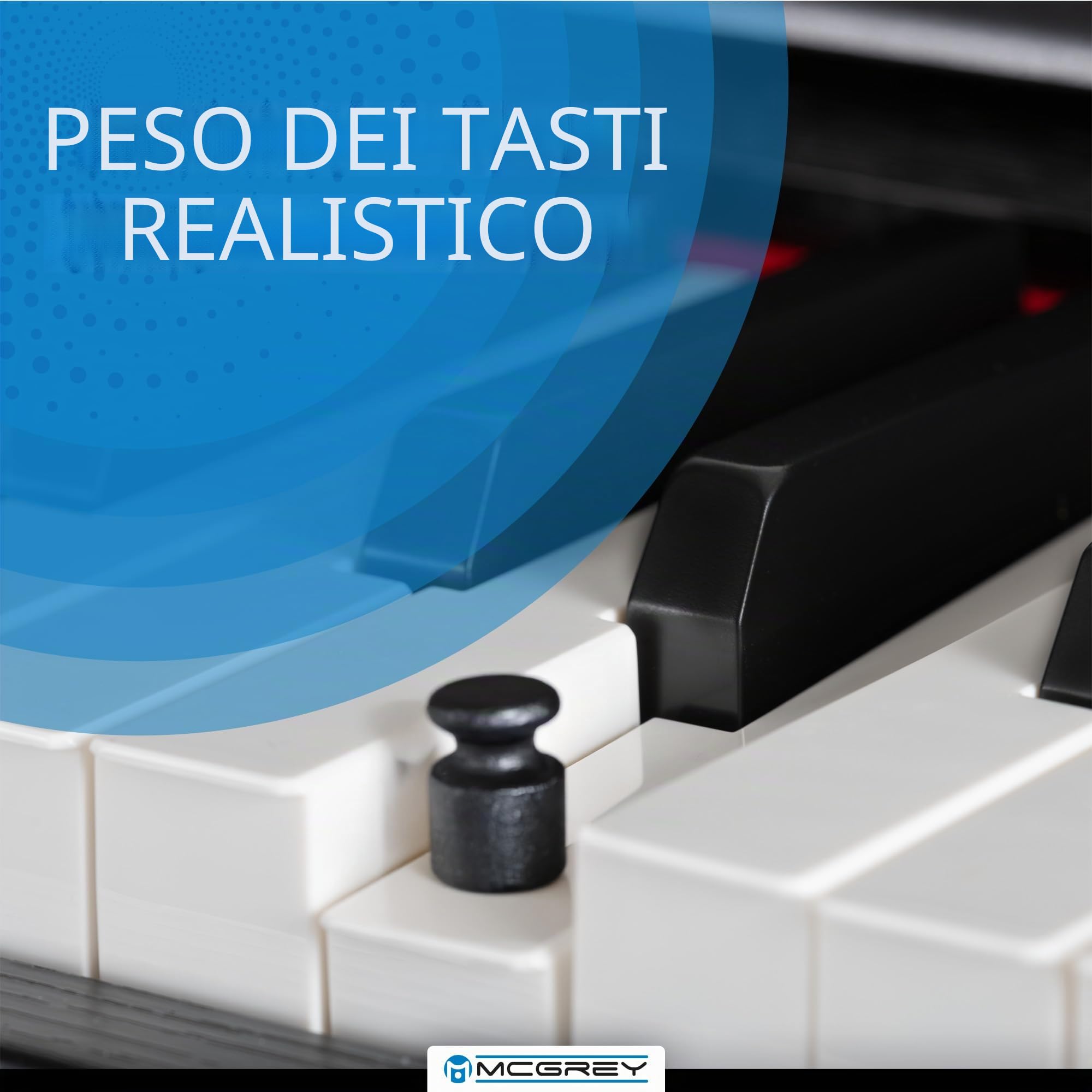 McGrey DP-19 SM Pianoforte digitale - 88 tasti pesati con azione a martello e risposta al tocco - 8 suoni - 32 ritmi di accompagnamento - design sottile - Tasteria e 3 pedali - Nero opaco
