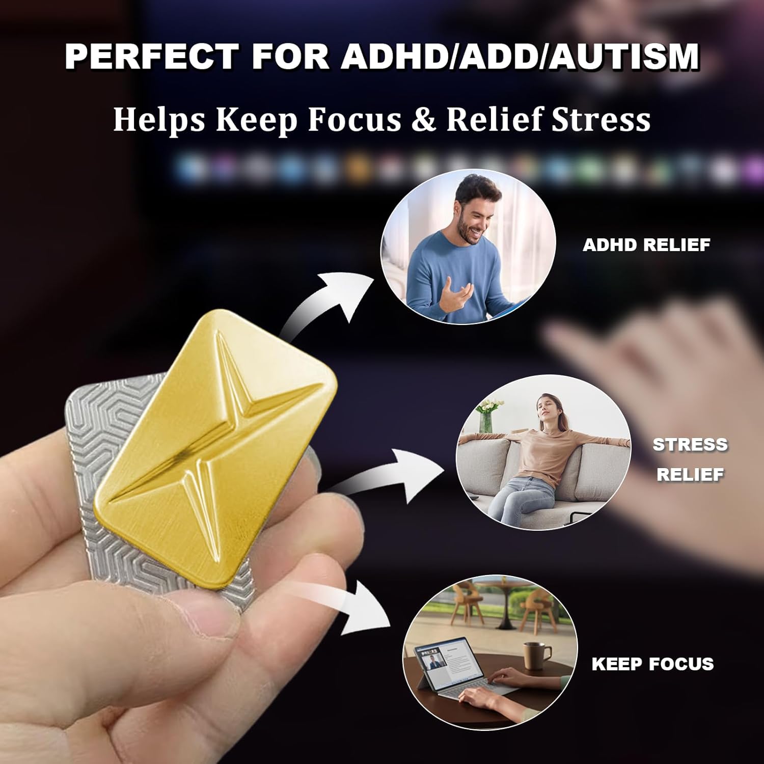 Mountain Fidget Slider, Trackless Design for Fancy Tricks, EDC Fidget Toys Adults Stress Relief Toy for Keep Focus & Anxiety Relief, Best Gadgets for Men (Gold)