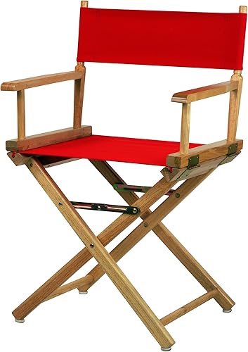Casual Home Director's Chair ,Natural Frame/Red Canvas,18" - Classic Height