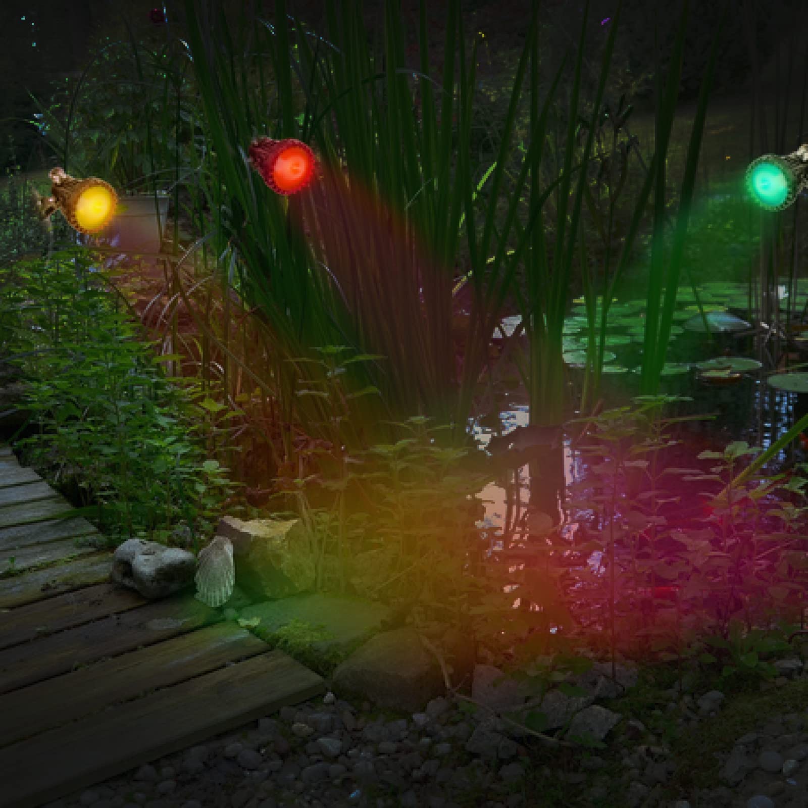 Mauk® Garten- und Teichbeleuchtung Set | RGB LED 3X 1,5W | versch. Farben