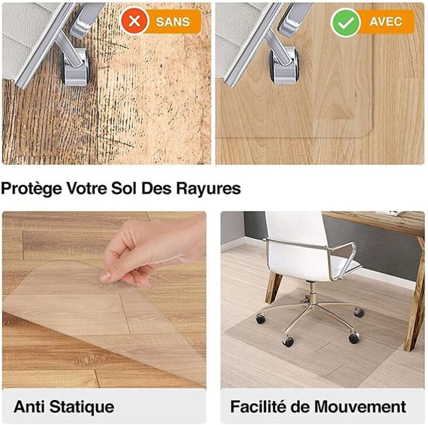 Transparent Chair Mat 2mm Anti-Slip PVC Office Chair Mat Transparent Carpet Protector Mat Clear Rectangular Floor Mats for Hard Floor Carpet Home Mat Cover,160/,2mm-180x220cm/70x87in