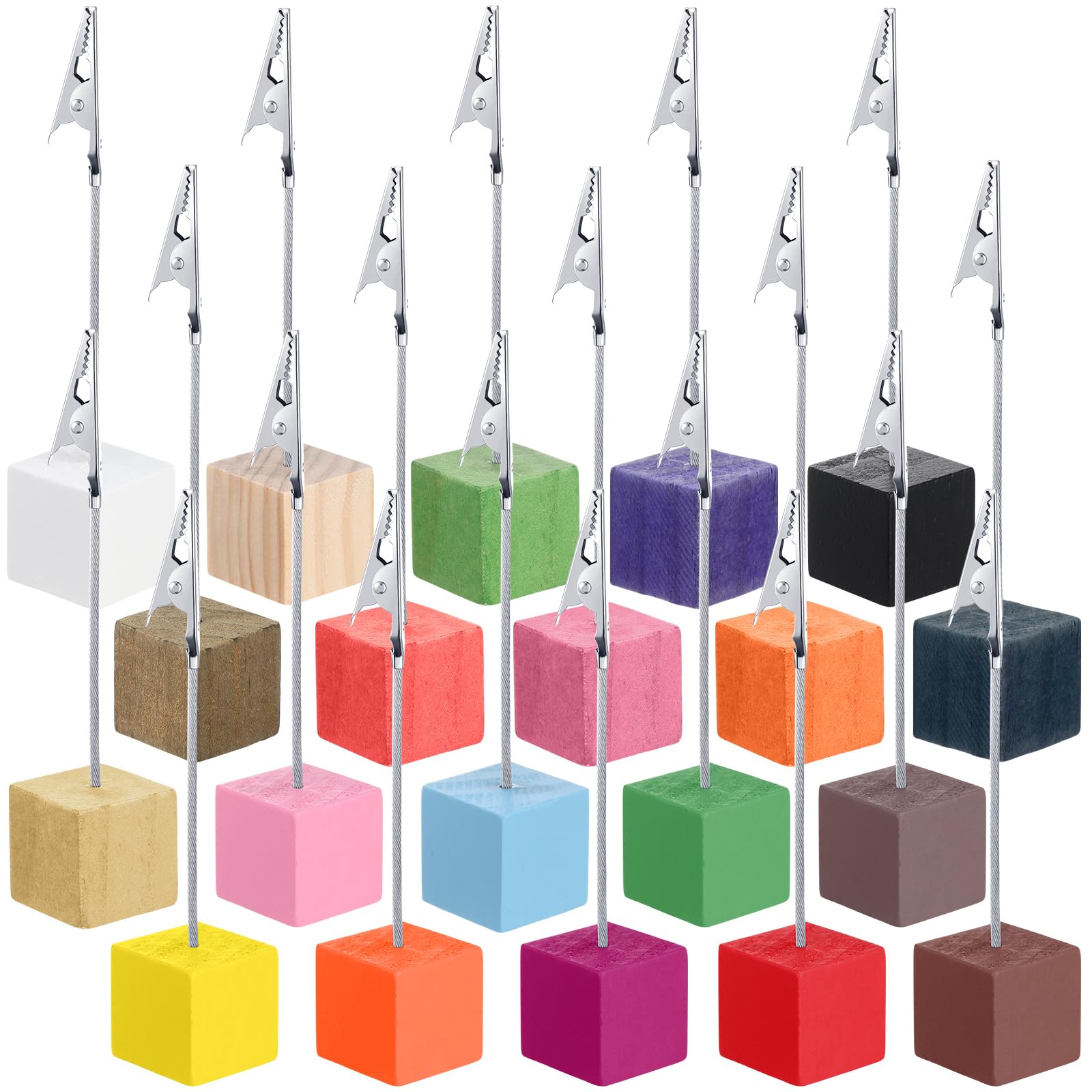 20 Pcs Cube Base Memo Clip Holder with Alligator Clip, Multi Color