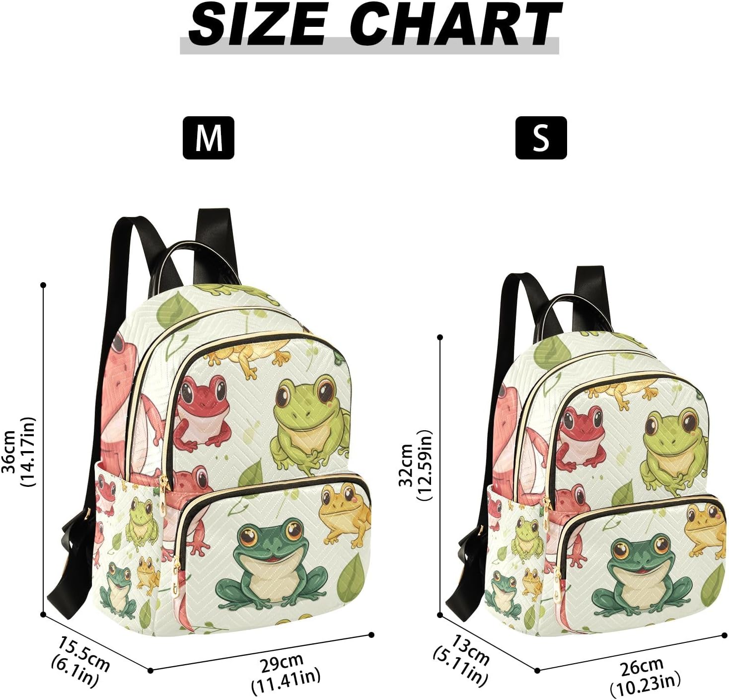 Mini Backpack Purse for Women, Red Green Yellow Frogs Travel Bag Casual Daypack Shoulder Bag - Image 3