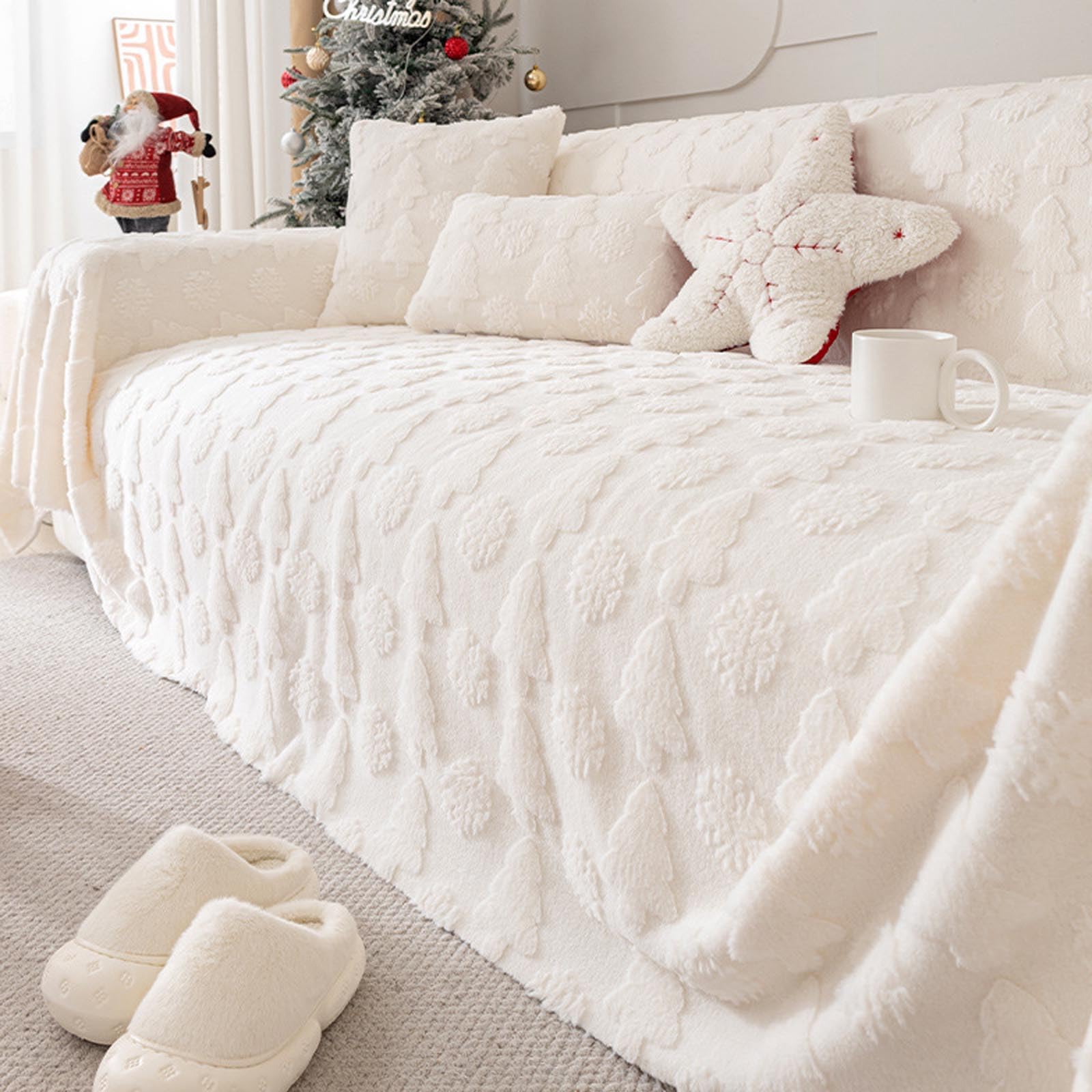 Housse en peluche imitation lapin pour canapé d'angle chic et doux