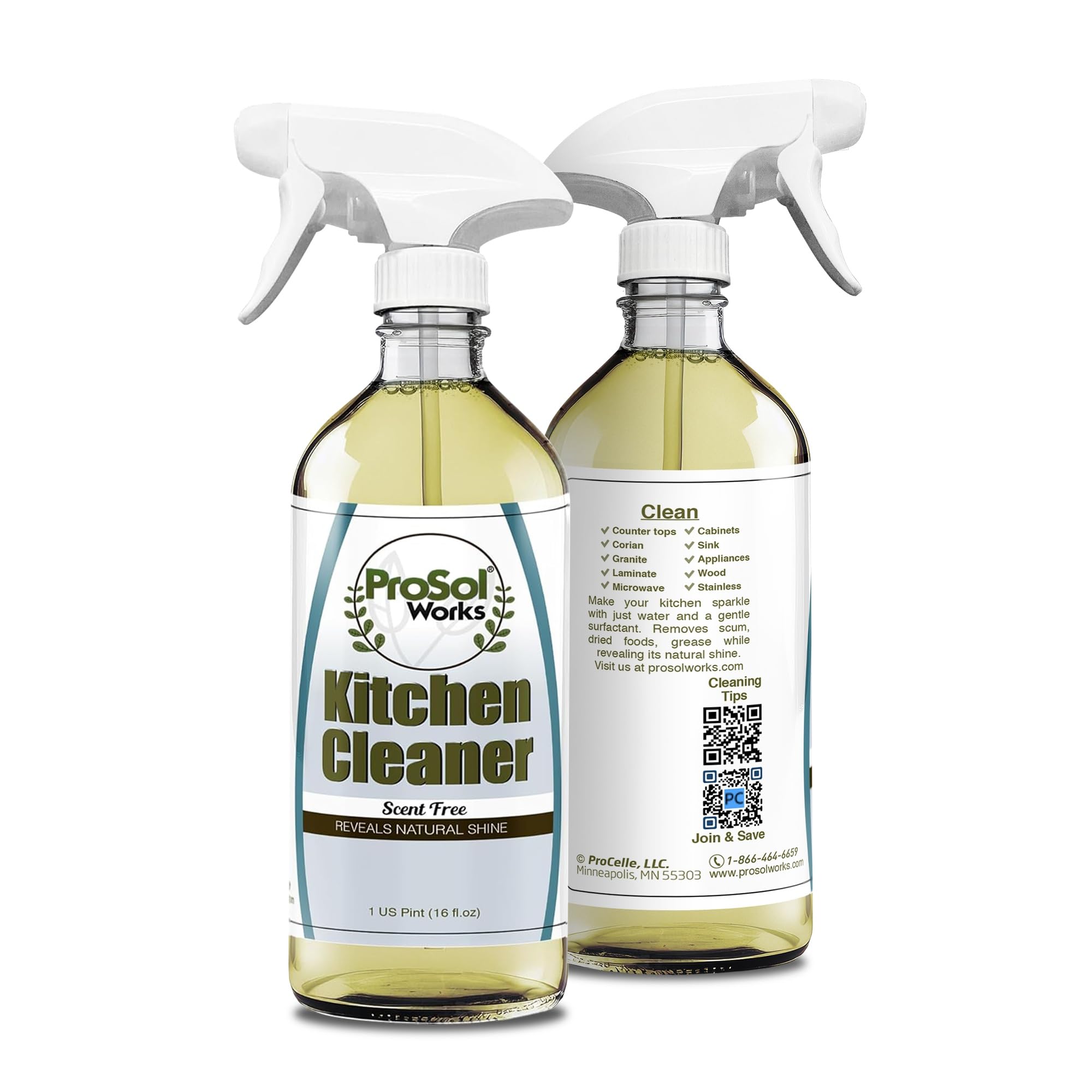Kitchen Cleaner 16 oz - Daily Cleaning Spray for Countertops, Sink, Cabinets, Appliances, & Stainless Steel Cleaner Revealing Natural Shine & Refreshing Scent - Safe on All Surface