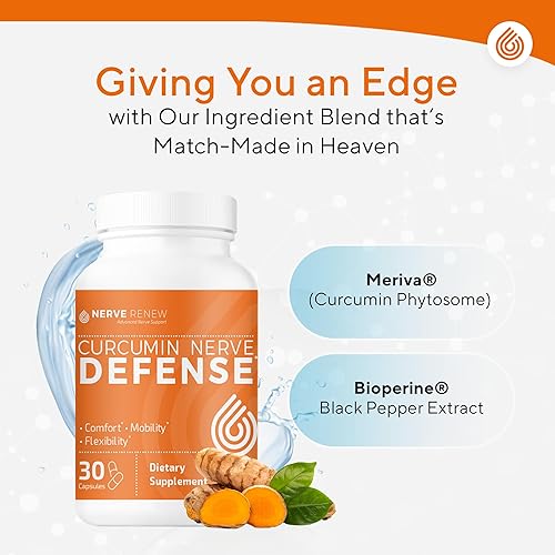 Miniatura 3 de NERVE RENEW Defensa nerviosa de curcumina con fitosoma de curcumina Meriva para una nutrición y comodidad completa de los nervios - Curcumina
