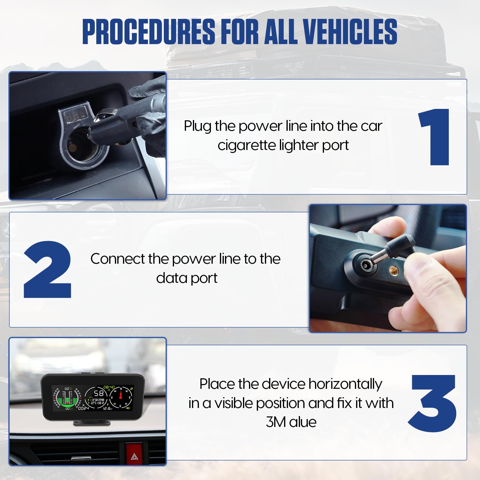 PLAYOCCAR M60 GPS Velocità e pendenza Giroscopio multiasse integrato Indicatore livello inclinazione Contatore velocità Smart Slope Meter