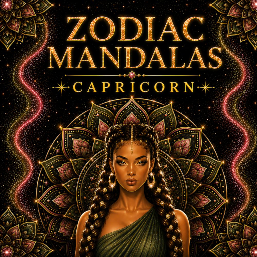 Zodiac Mandalas: Capricorn: 30 Capricorn Inspired Coloring Pages Featuring Elegant Women, Intricate Mandalas, and Inspiring Designs for Adults