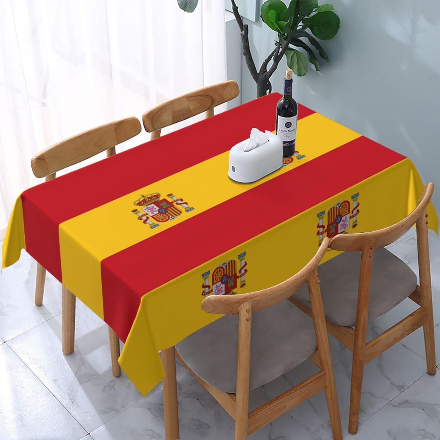 Melbrakin Spanish Flag Table Cloth Waterproof Rectangle Tablecloth Washable Party Table Cover 54x 72 Inch for Celebration Holiday Camping Picnic Fall Decorations for Home