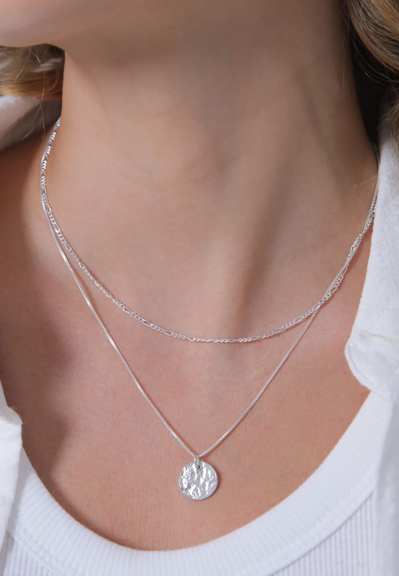 Elli Halskette Damen Layer Plättchen Anhänger Boho 925 Silber