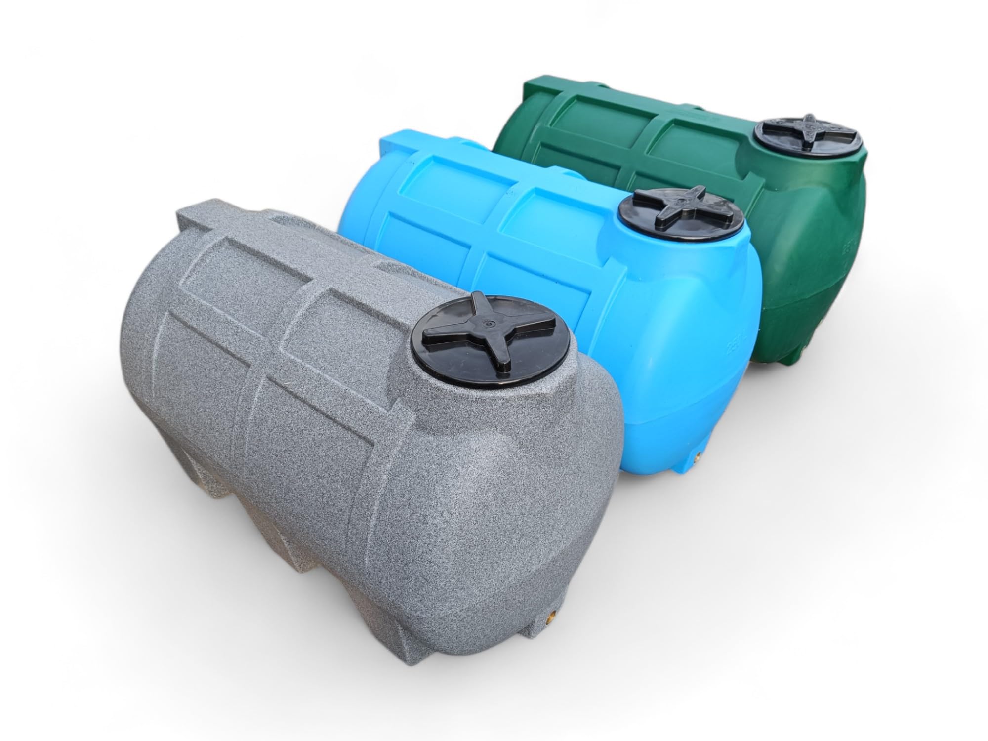 Varile Serbatoio per acqua potabile da 250 l, senza BPA, filettatura in ottone integrata da 3/4", adatto per alimenti, orizzontale (granito)