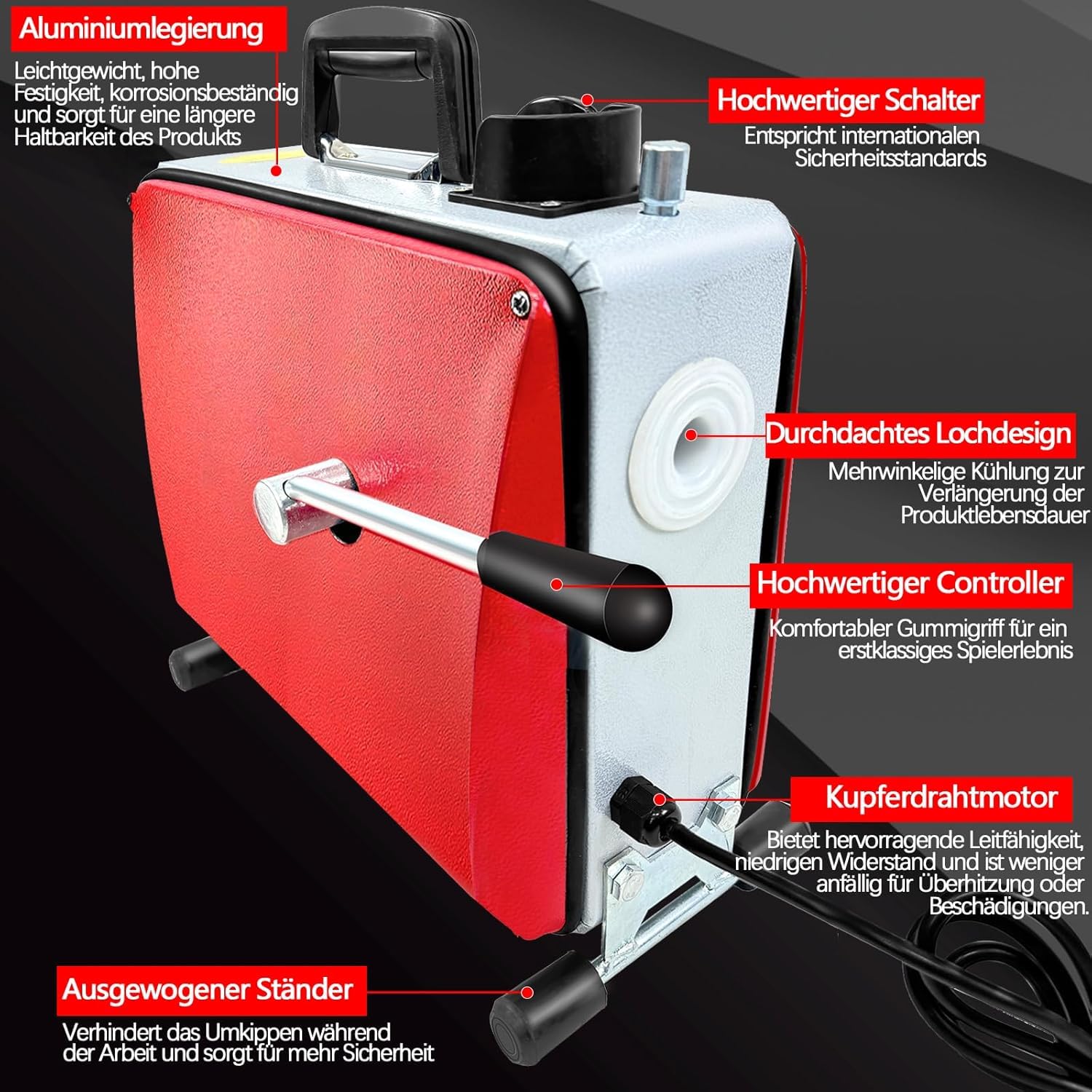 500W Elektrische Rohrreinigungsmaschine – Rohrreiniger mit 20m Spiralschlauch für Ø20-300mm Rohre, Effizient für Abflüsse in Bad und Küche, Design für Zuhause