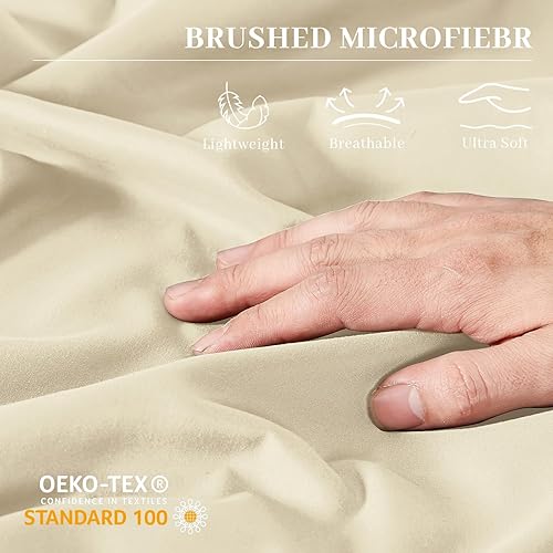 Miniatura 2 de YIYEA Juego de 2 fundas de almohada tamaño Queen, fundas de almohada de microfibra doble cepillado de 1800 hilos, fundas de almohada bordadas de