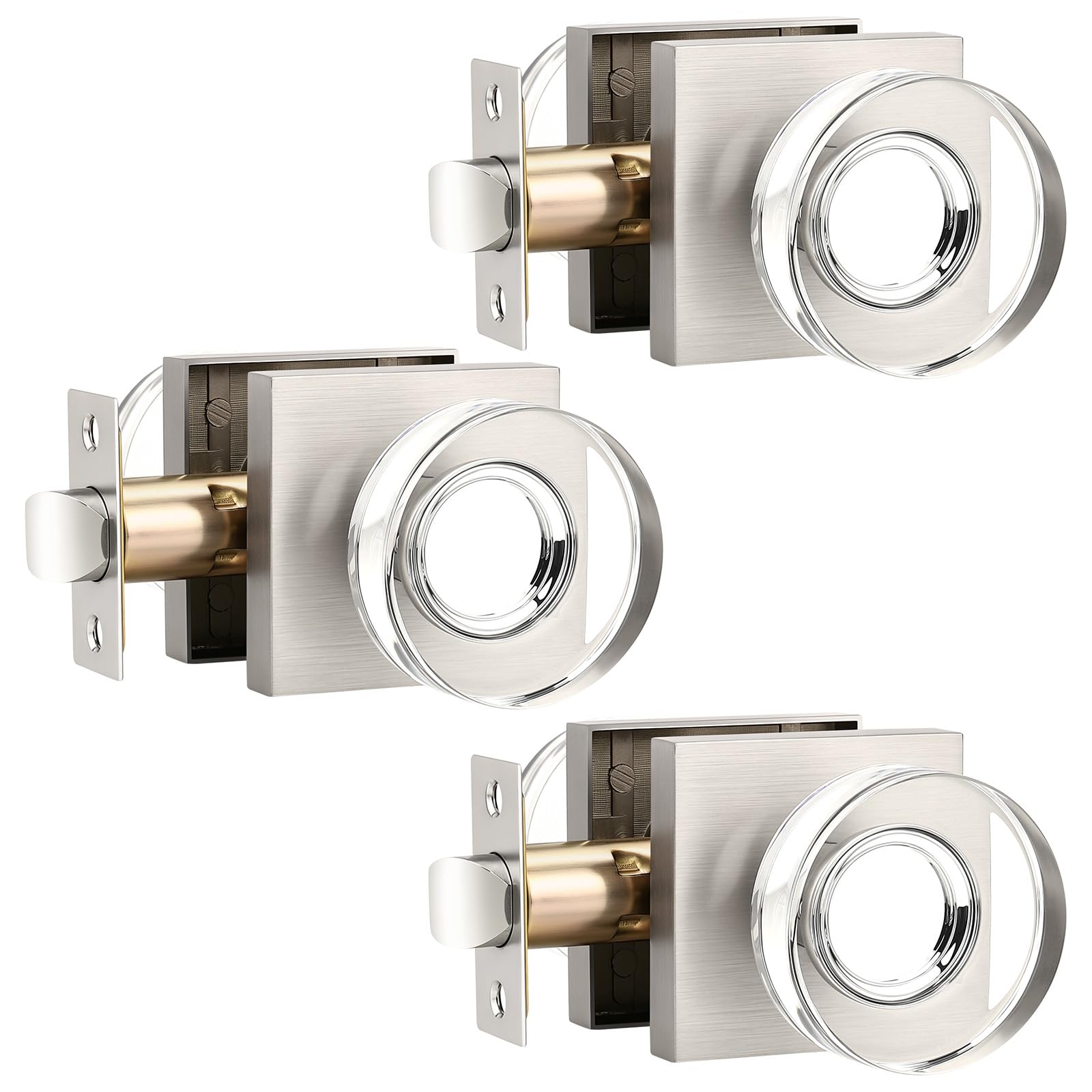 Crystal Glass Door Knobs with Lock - Privacy & Security -9 Crystal Glass Door Knobs with Lock - Privacy & Security -9