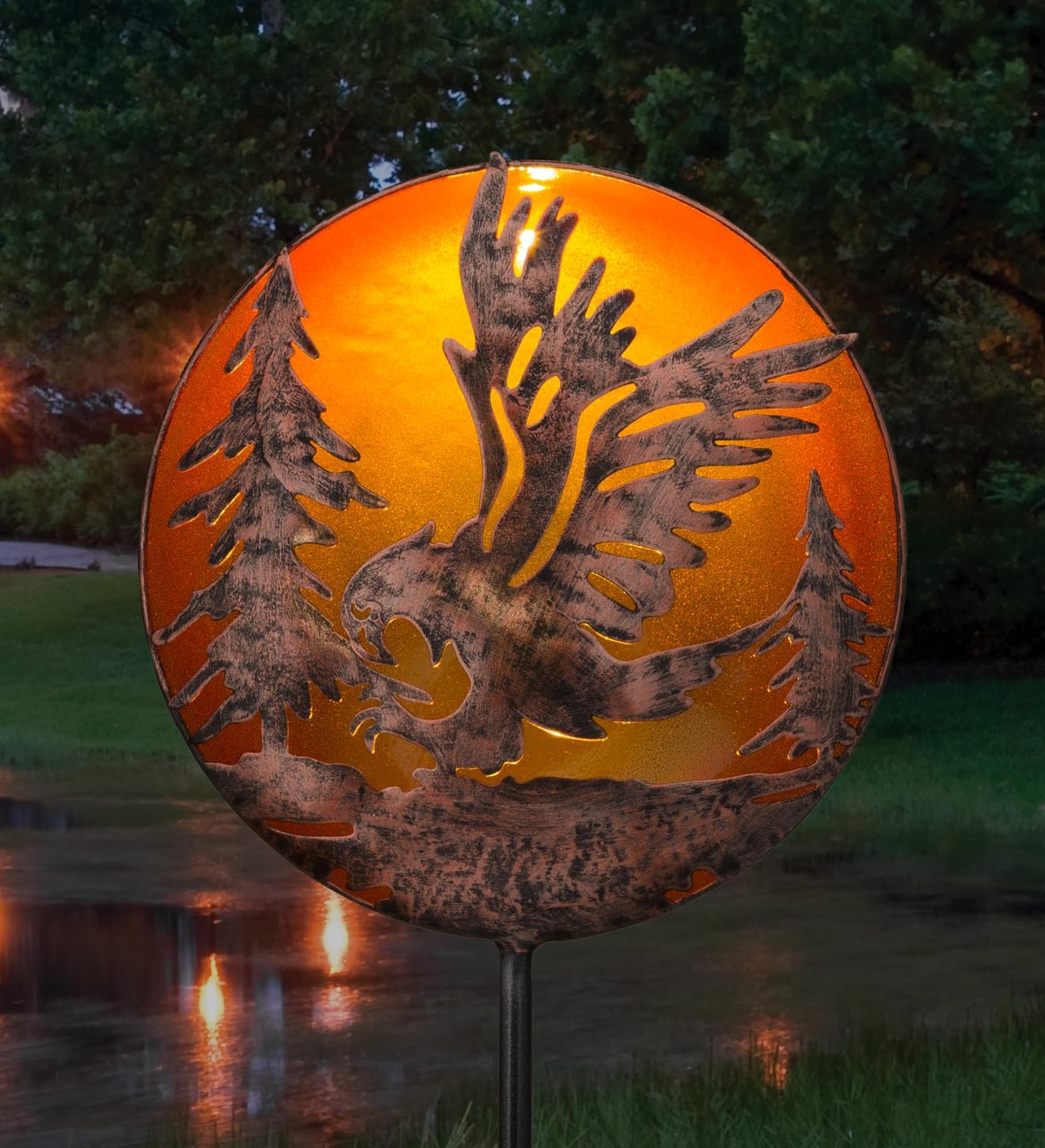 Regal Art & Gift Solar Garden Stakes - LED Powered Solar Light Stakes, Decorative Lights Outdoor Garden, Waterproof Light for Yard Patio and Pathway Illumination - Eagle