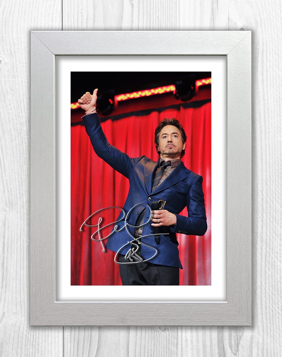 Robert Downey Jr - Iron Man - Tony Stark - Avengers Infinity War 1 SP - Signed Autograph Reproduction Photo A4 Print (White Frame)