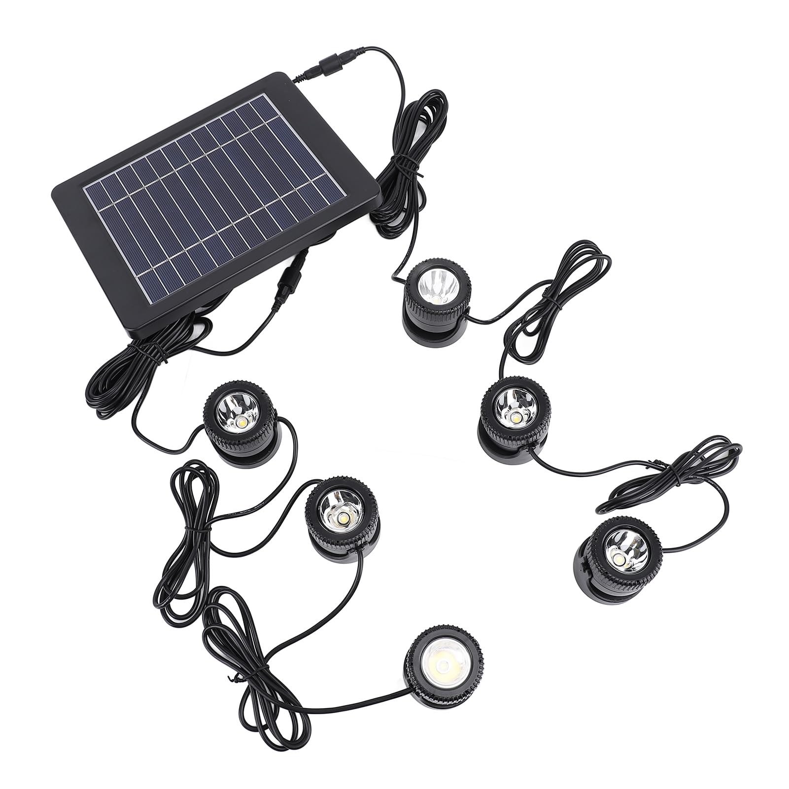 FTVOGUE Faretti Solari per Laghetto 6 in 1 Faretti Subacquei Impermeabili IP68 con LED Bianco Caldo 3000K per Piscina da Giardino con Acquario