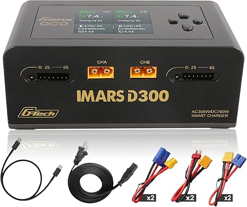 IMARS D300 Lipo Cargador de batería Gens Ace G-Tech Series Smart Dual Lipo Balance Cargador AC 300W DC 700W (350W* 2) 16A Cargador de doble canal