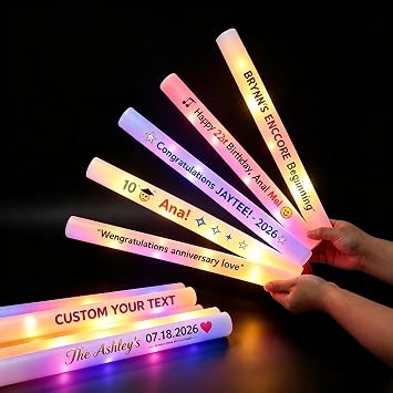 Custom LED Foam Glow Sticks Single Color Personalized Party Favors