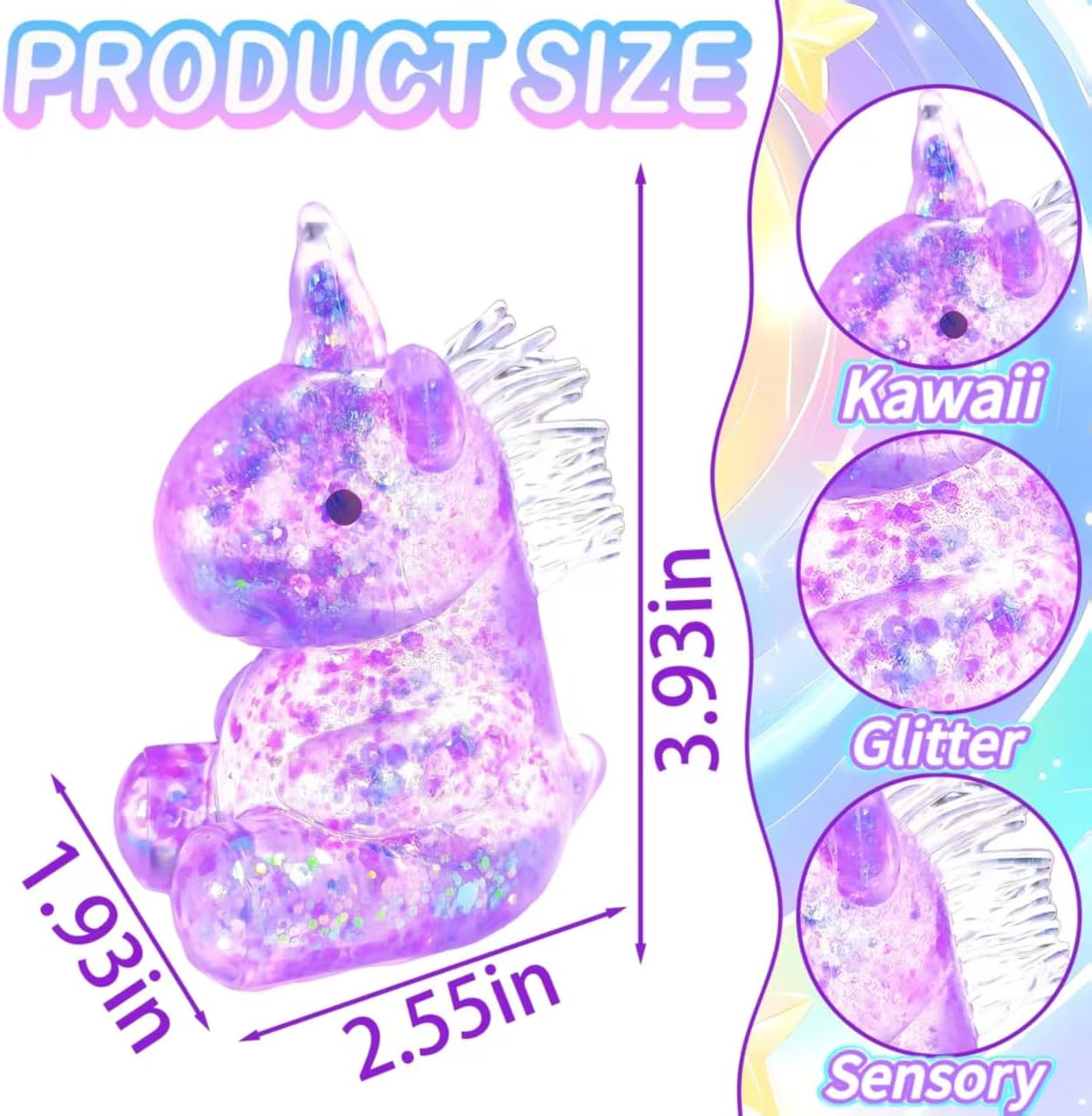 1Pcs Unicorn Stress Relief Toys Stress Balls for Adult Cute Animal Squeeze Sensory Toys Squeeze Sugar Ball Unicorn Squishy Toys for Kids Christmas Stocking Stuffer Gift ADHD Autism Anxiety(Purple) - Image 2