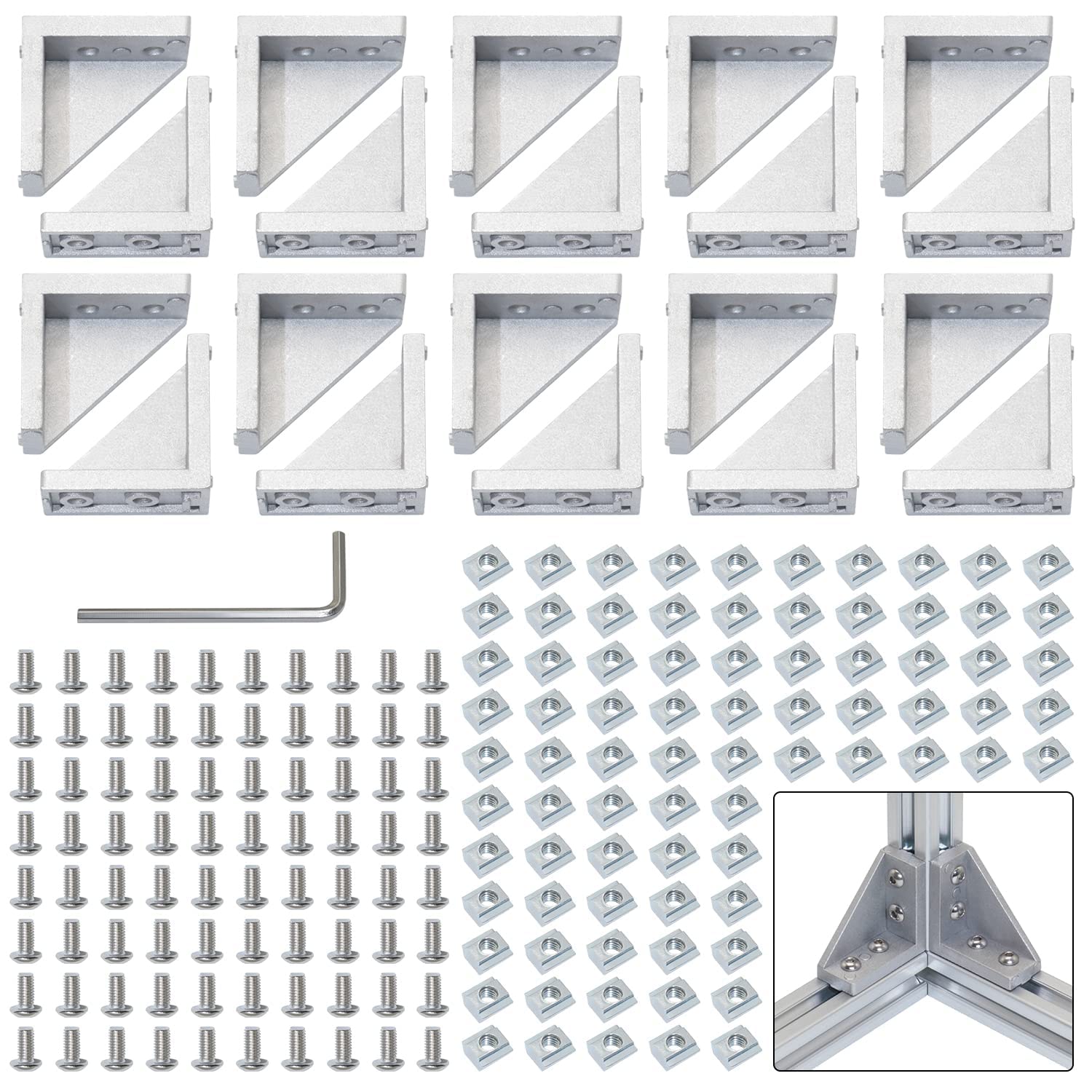 Kit de support d'angle 2040 pour fixation de rail d'extrusion et accessoires de guidage