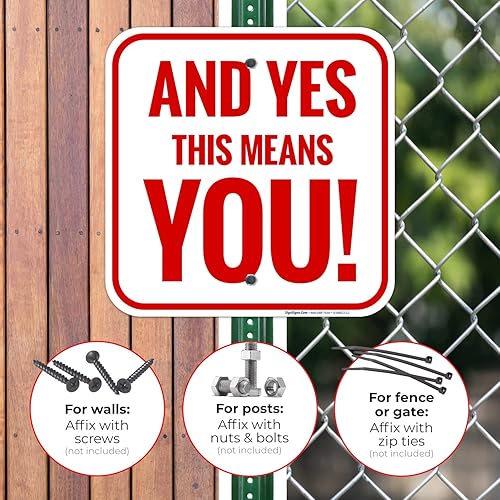 Miniatura 4 de Letrero con texto en inglés And Yes This Means You, 12 x 12 pulgadas, libre de óxido, aluminio 040, resistente a la decoloración, fabricado en