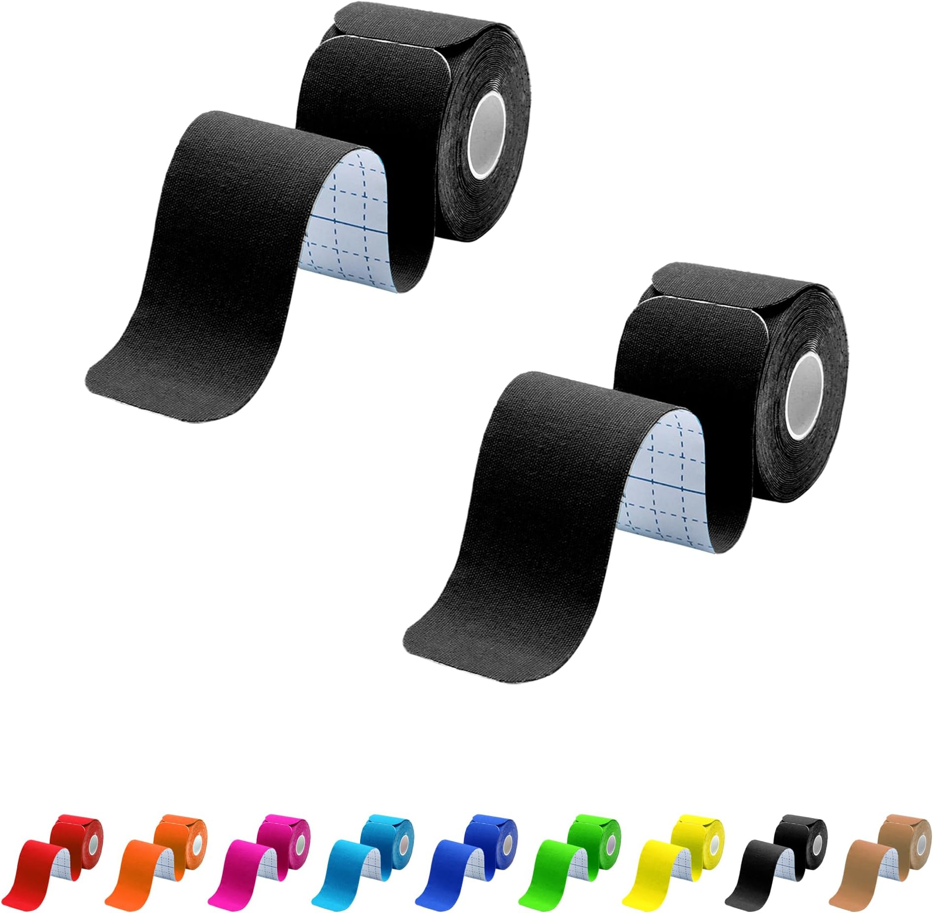 Kinesiology Tape Precut 2 Rolls Pack-Kinesiology Tape for Muscle & Joints- Athetic Sports Tape for Knee,Ankle,Shoulder,Back,Plantar Fasciitis-40 Strips,Black