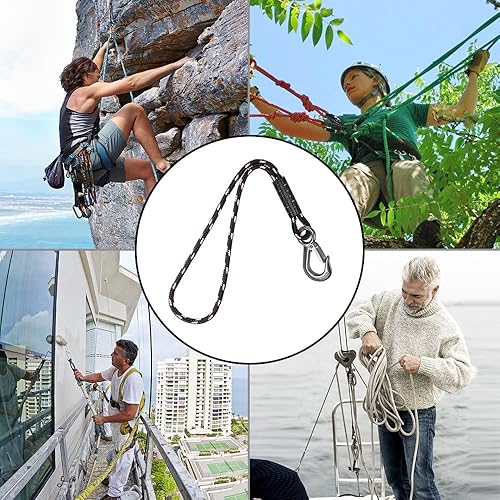 Miniatura 7 de BeneLabel Cuerda de columpio de árbol, 59 pulgadas, correa para colgar el columpio de árbol, gancho resistente, para interiores y exteriores,
