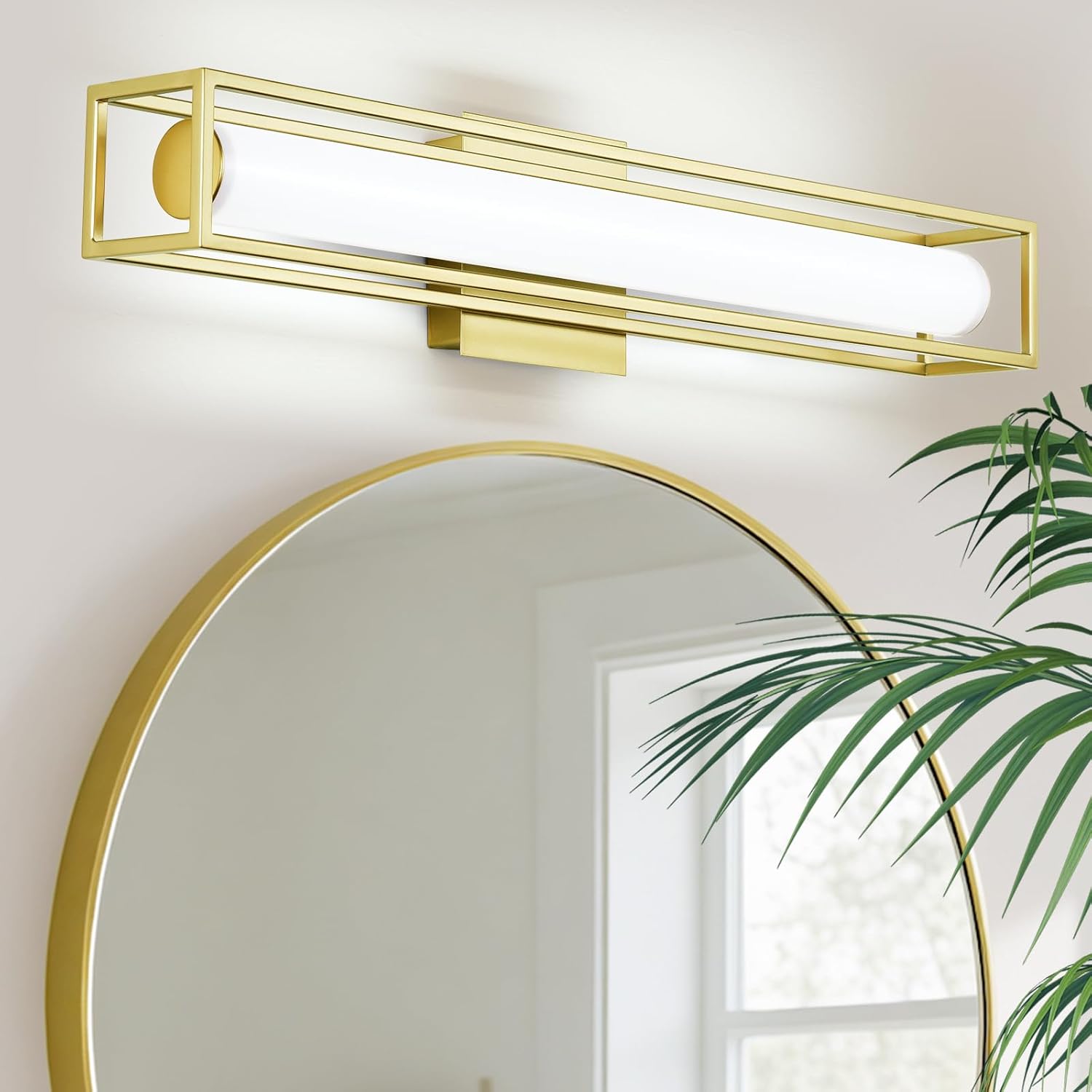 6000K Dimmable Bathroom Vanity Light, 26.2in Brushed Gold Bathroom Light Fixtures, 12W LED Bathroom Lights Over Mirror, Acrylic Bar Vanity Lights for Bathroom (Brushed Gold)