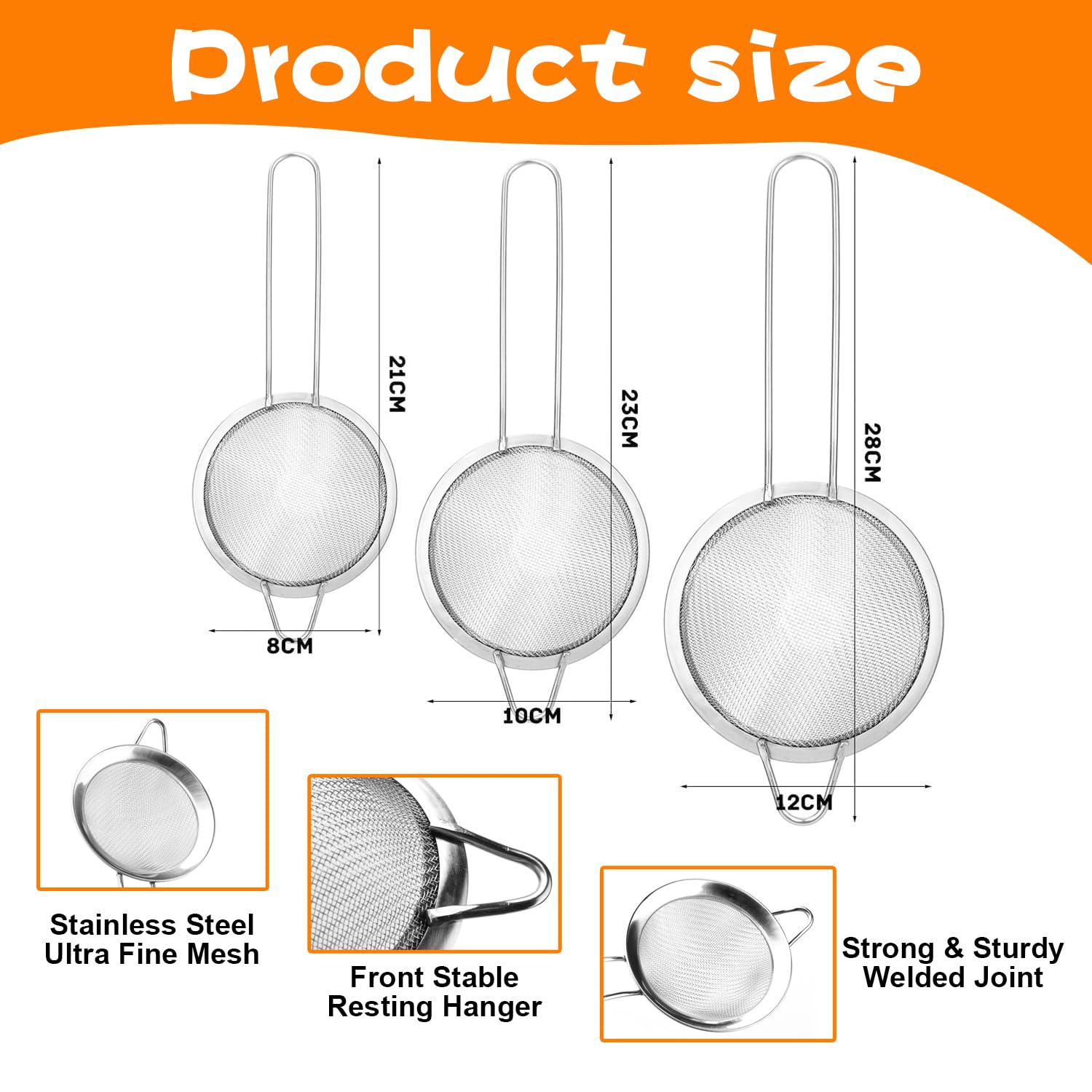 1 Petit Passoire En Acier Inoxydable à Mailles Fines Avec