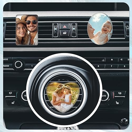 Miniatura 4 de Clip de ventilación de automóvil de aromaterapia personalizado con texto fotográfico, ambientador de aire personalizado para automóvil, purificador