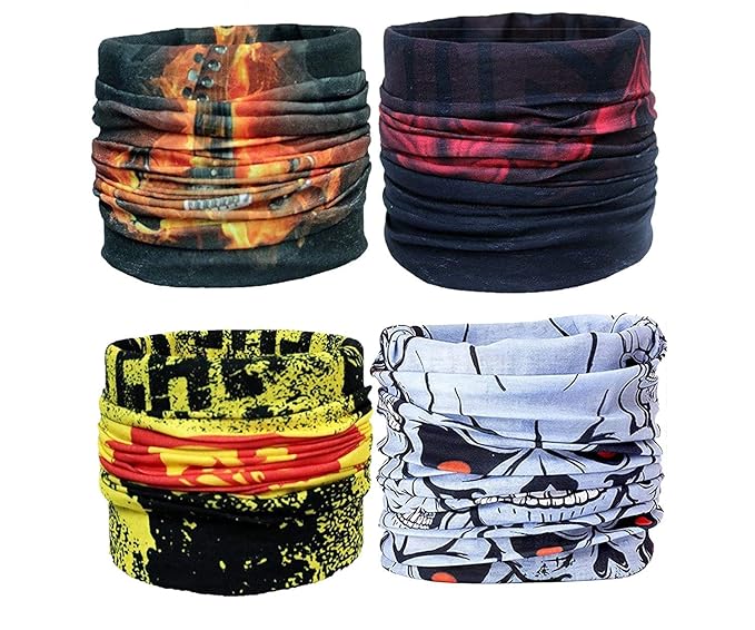 Lycra Multipurpose Bandana for Men and Women Combo (Multicolour, Free Size) - Set of 4