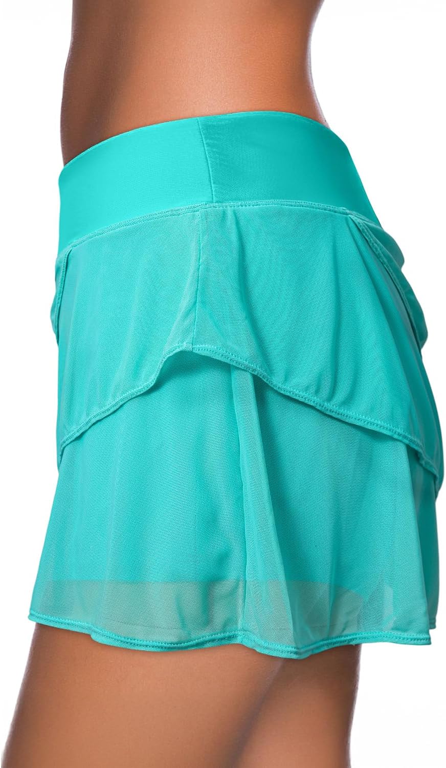 Aleumdr Women's Waistband Layered Swimdress Ruffle Swim Skirt Swimsuit Bottom(Available in Plus) - Image 2