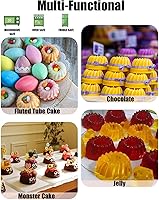 Vista 6 de Jello Molds - 2 moldes de silicona para tartas de tubo estriado, 6 cavidades Heritage, molde de silicona para hornear moldes antiadherentes (rosa)