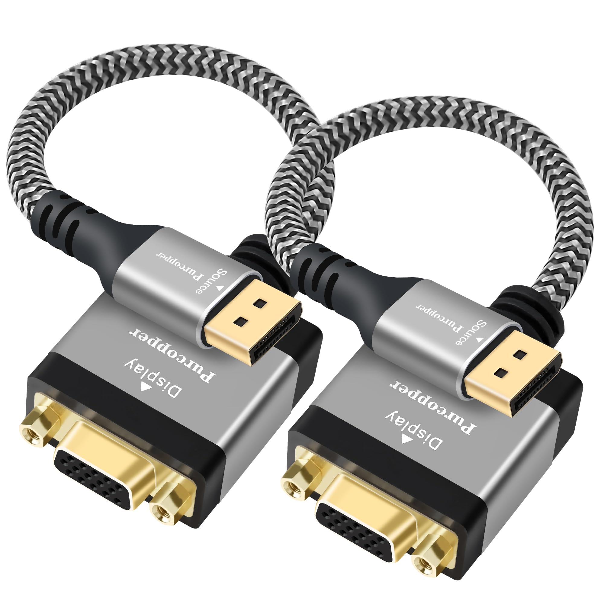 DisplayPort to VGA Adapter 2Pack,Uni-Directional DP Male (Source) to VGA Female (Screen) Converter Connector,1080P@60Hz DP Computer to VGA Monitor Adapter for Monitor, Raspberry Pi, Desktop, Projector