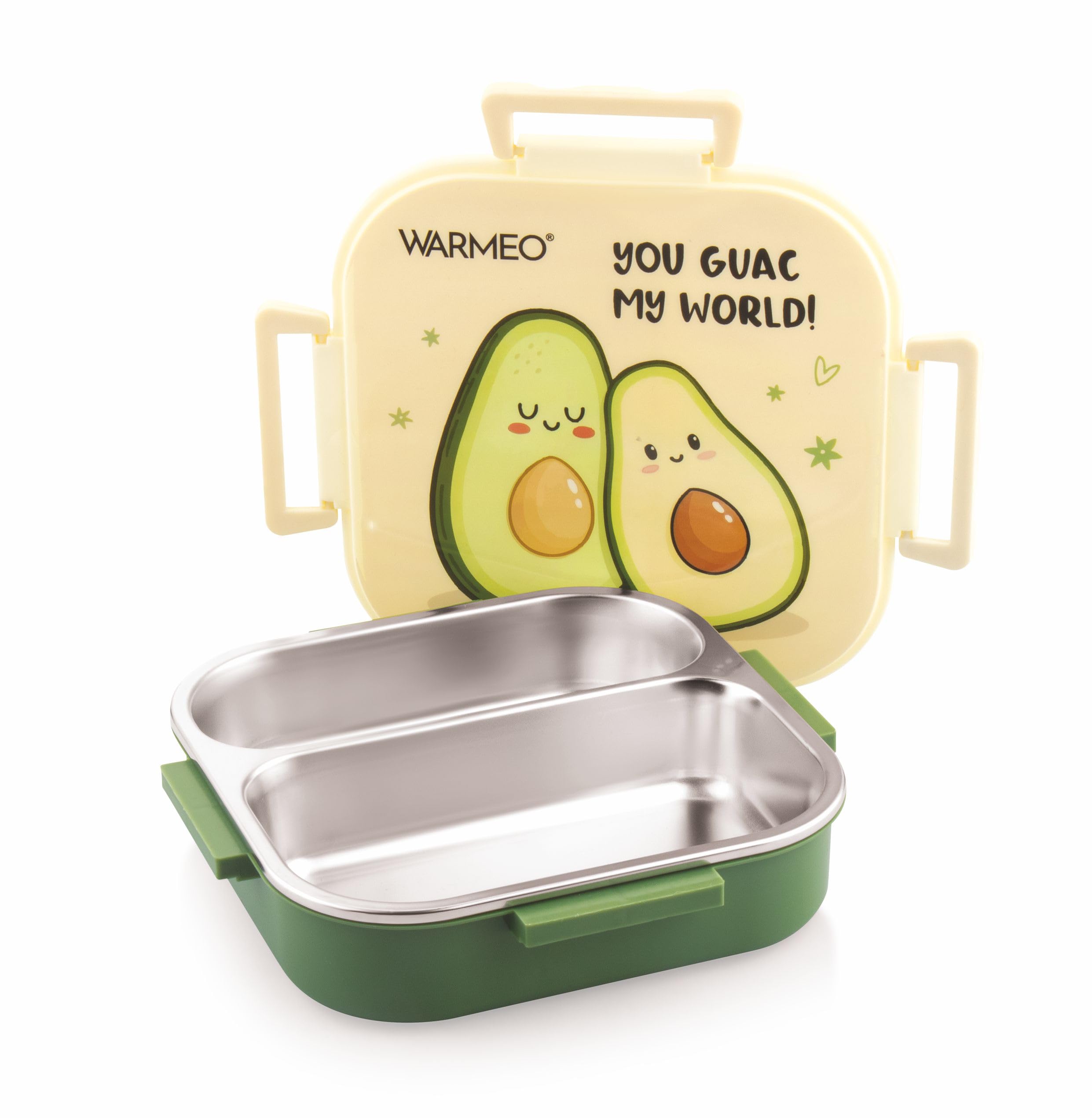 WARMEO Jerry Insulated Stainless Steel Lunch Box (Avocado, 2 Compartment Lunch Box)