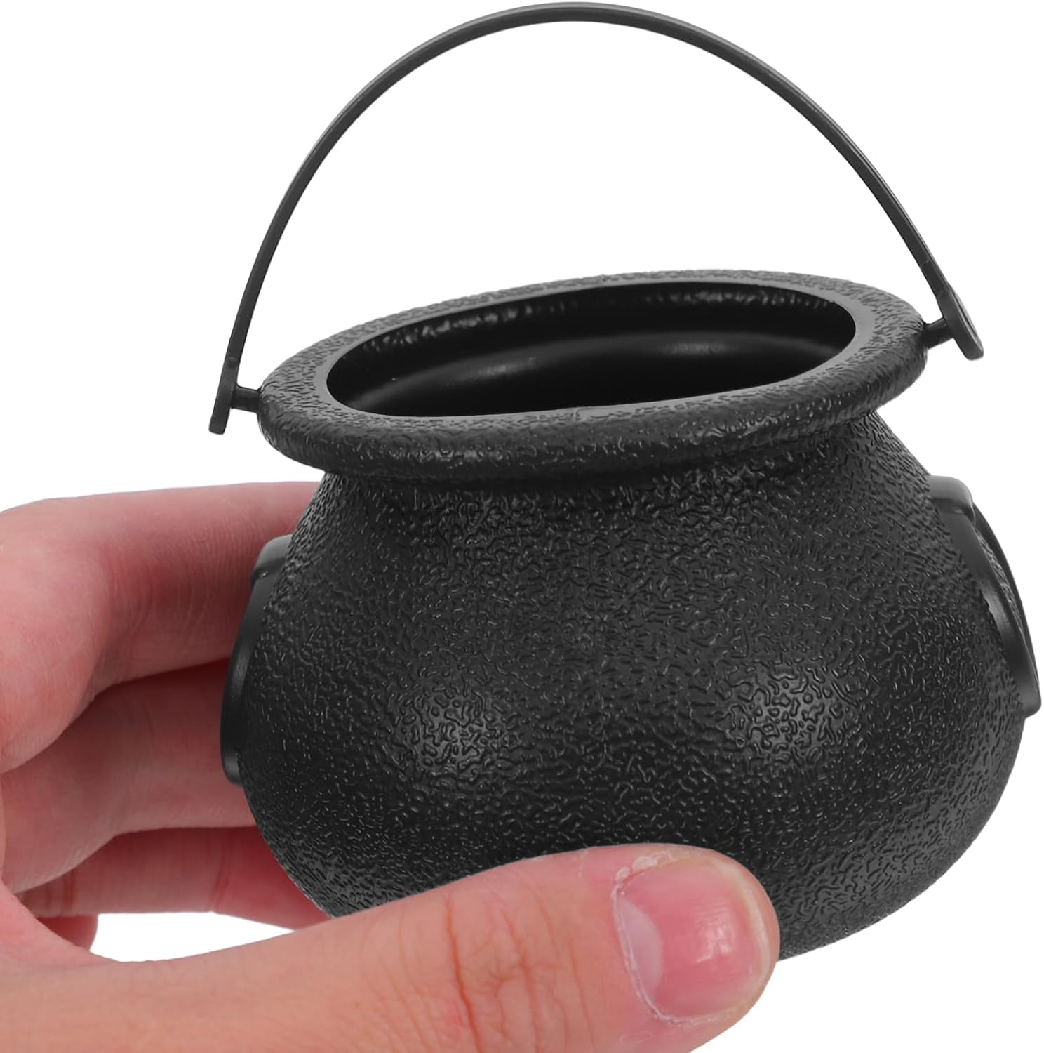 Ipetboom 12pcs Witch Pot Candy Buckets - Halloween Cauldrons Mini Black Plastic Candy Holders - Novelty Sweet Cauldron Kettle Pot with Handle for Festival Party Decoration and Treat Storage