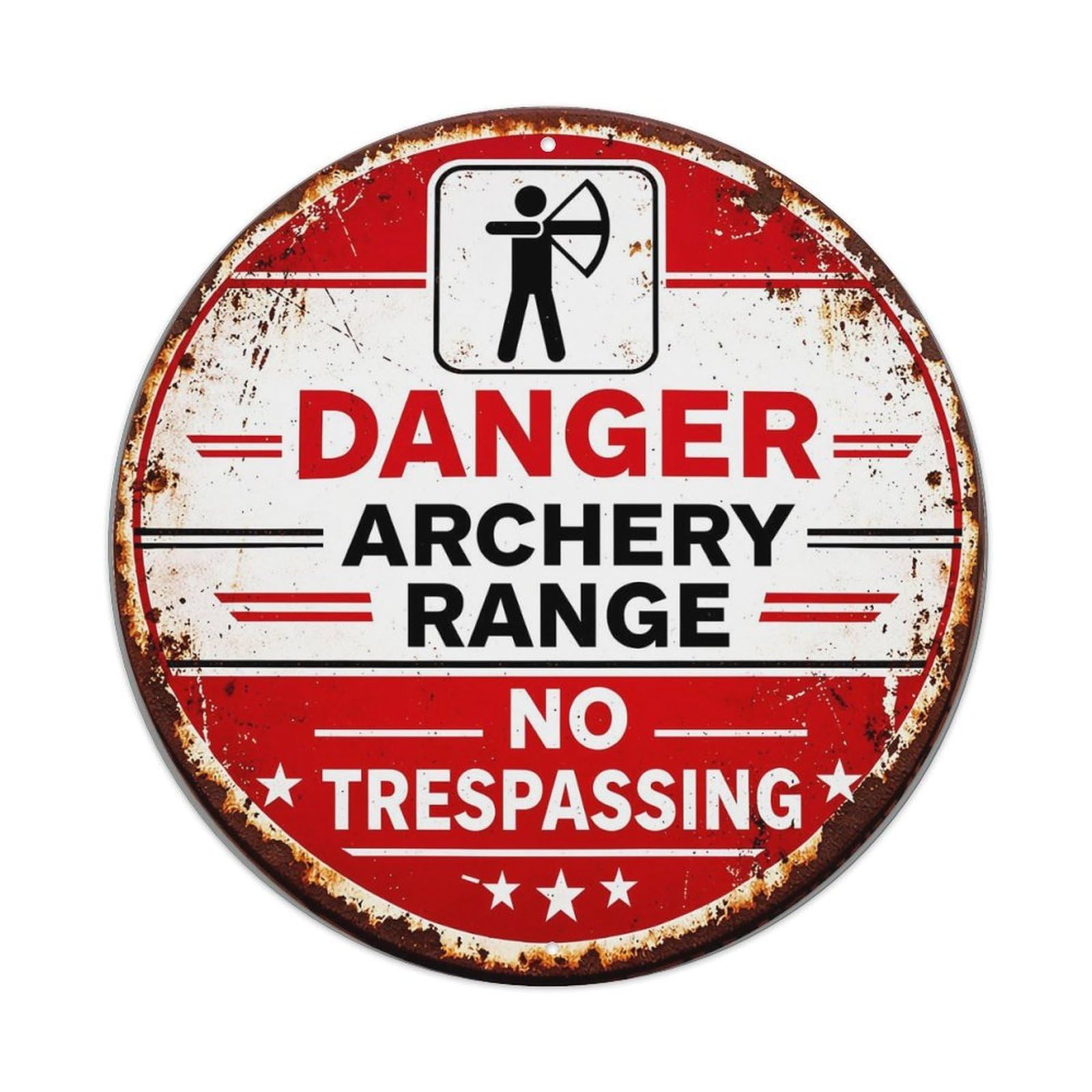 Danger Archery Range No Trespassing Sign Tin Sign Metal Poster Vintage Metal Signs for Home Man Cave Bar Cafe Kitchen laundry room Wall Decorations 8x8 inches