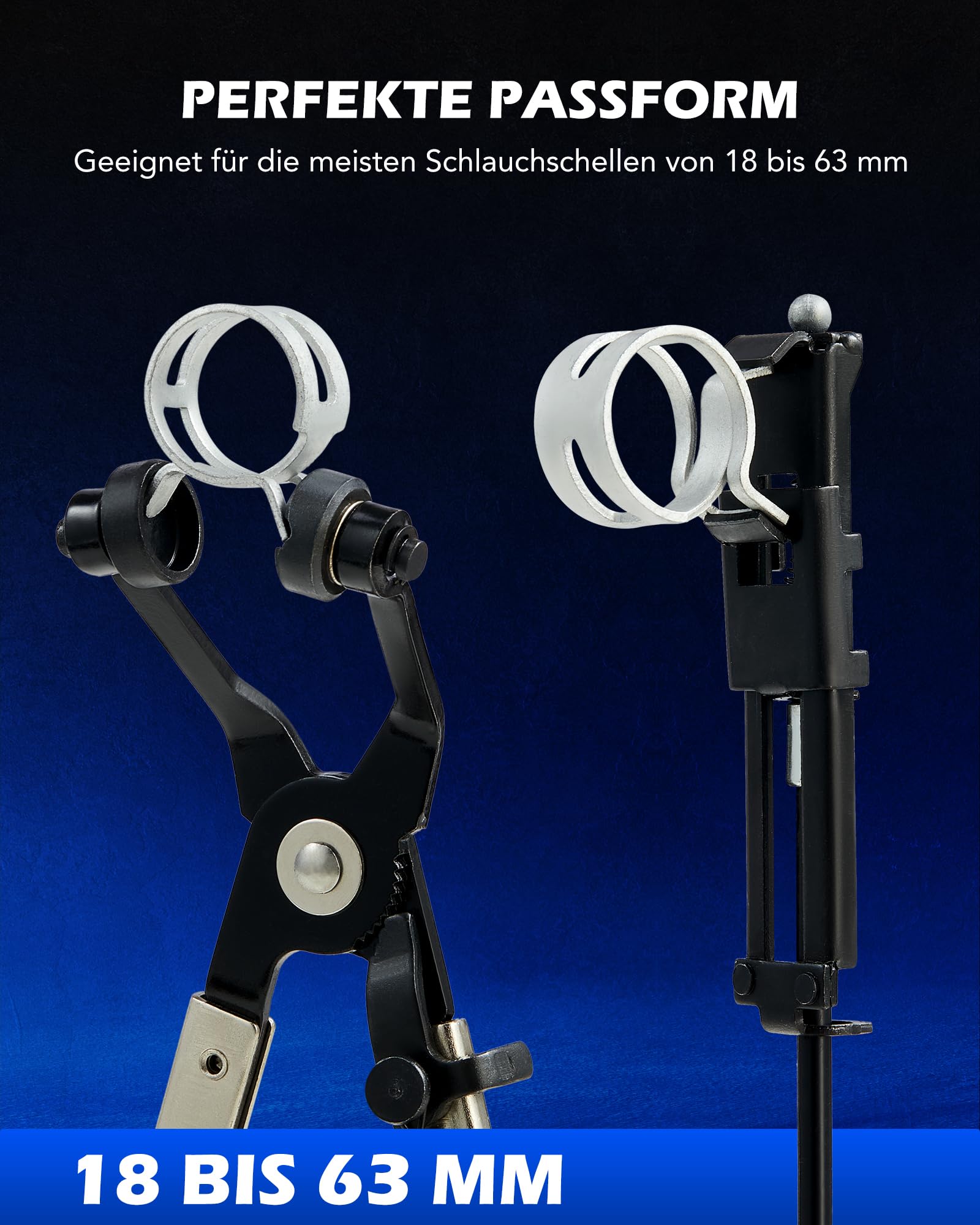 Orion Motor Tech 9-tlg. Schlauchklemmenzange Set, Profi Schlauchschellenzange Set für Kraftstoff- Öl- & Wasserschläuche, Schellenzange KFZ Werkzeug Set mit Bowdenzug für Clic-R Typ & Federbandschellen
